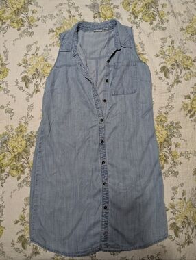 Cato Light Blue Sleeveless Denim Shirt Dress